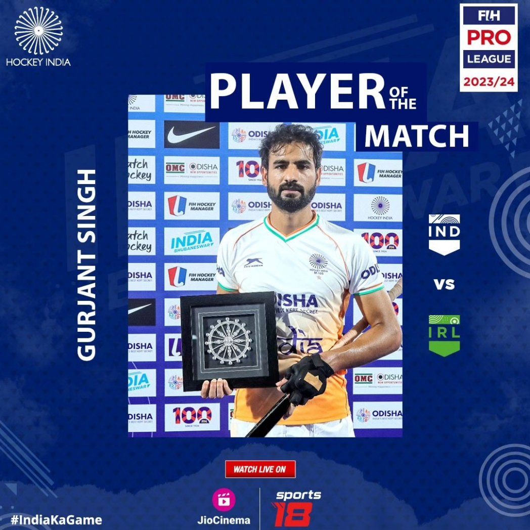 Gurjant Singh holding Player of the Match Award