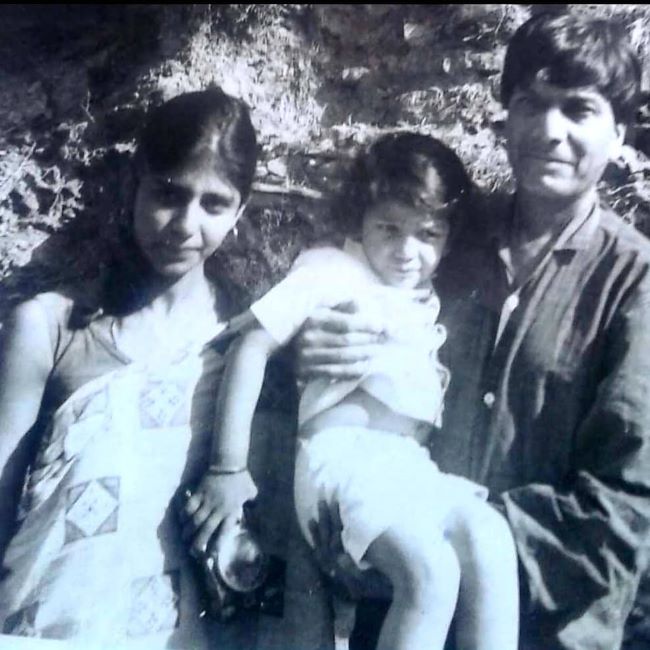 A childhood photo of Pankaj Bhargava with his parents
