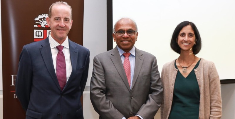 Subra Suresh (centre) with his colleagues at Brown University