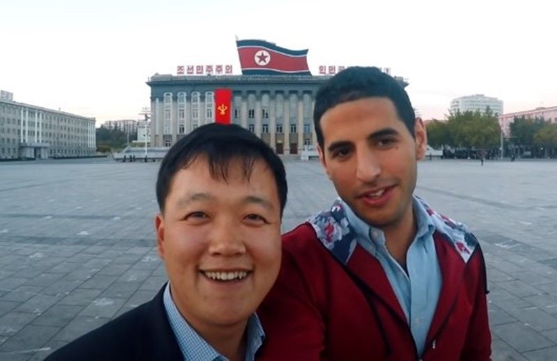 Nuseir Yassin (right) in North Korea